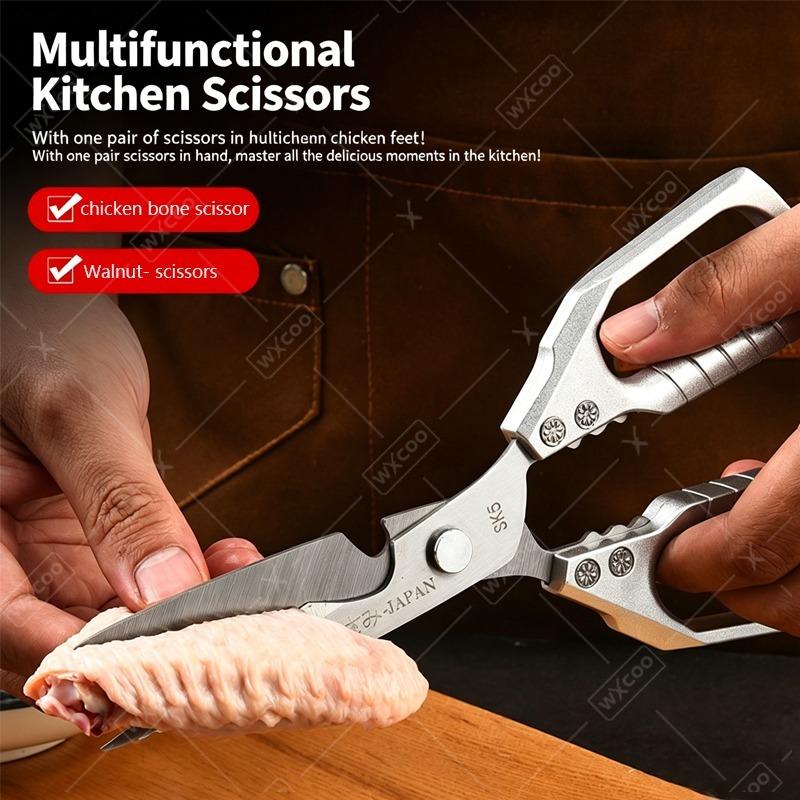 WXCOO Kitchen Scissors SK5 Chicken Bone Shears Multifunctional Fish Scale Meat Walnut Scissor Stainless Steel Barbecue Scissors5