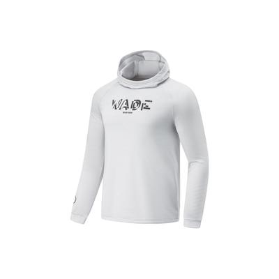 Li-Ning Мужская толстовка с капюшоном с принтом логотипа серии Wade на флисовой подкладке, облегающая, цвет: цвет: серый, цвет: речной, серый, цвет: AWDT917-2