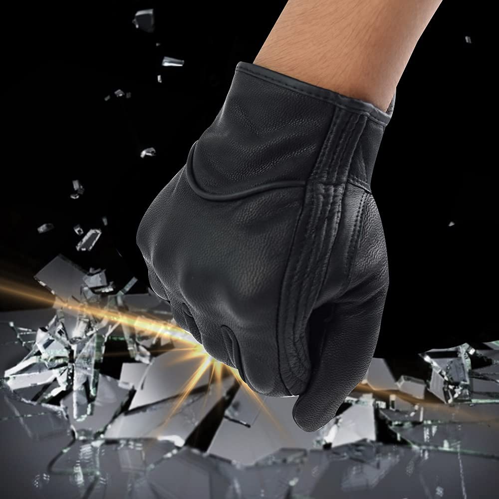 Motorcycle Gloves, Leather, For Spring, Summer and Autumn, Motorcycle Gloves, Made of Leather, Easy