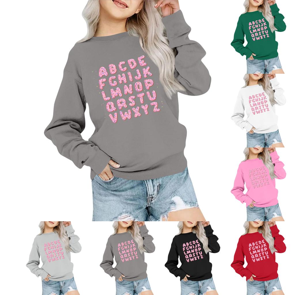 Kids' Fashion Loose-Fit Casual Long-Sleeve Christmas Print Oversized Crewneck Sweatshirt