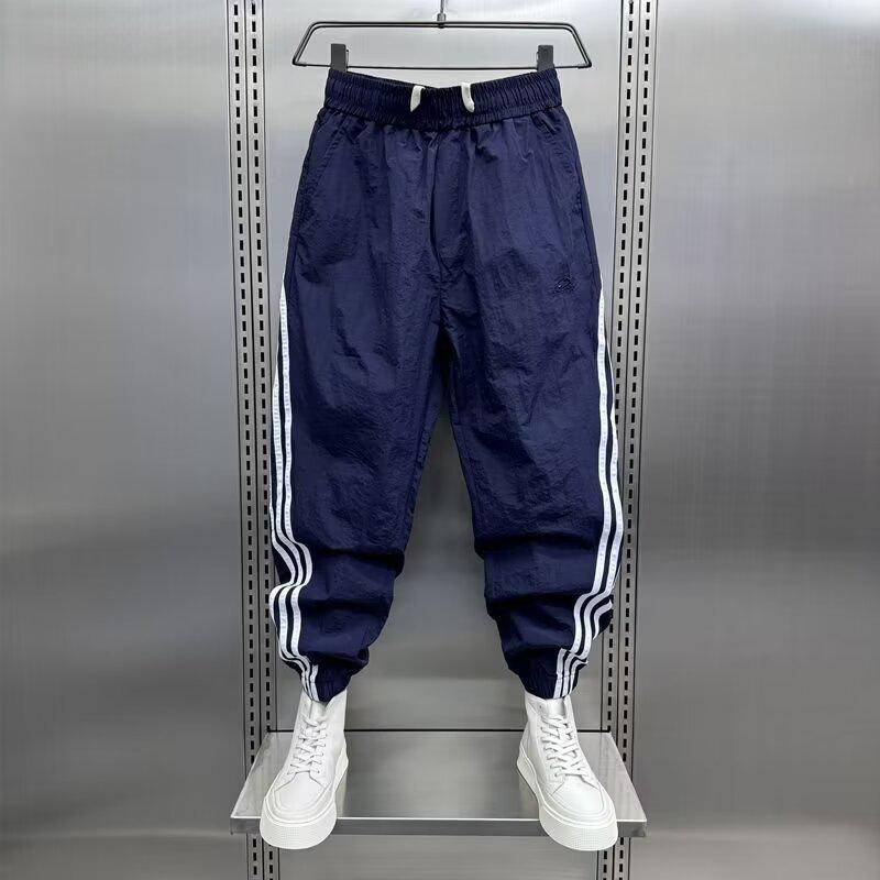 2024 Men's Quick-Dry Striped Autumn Casual Splice Pants - Trendy Loose 9-Point Sports Style