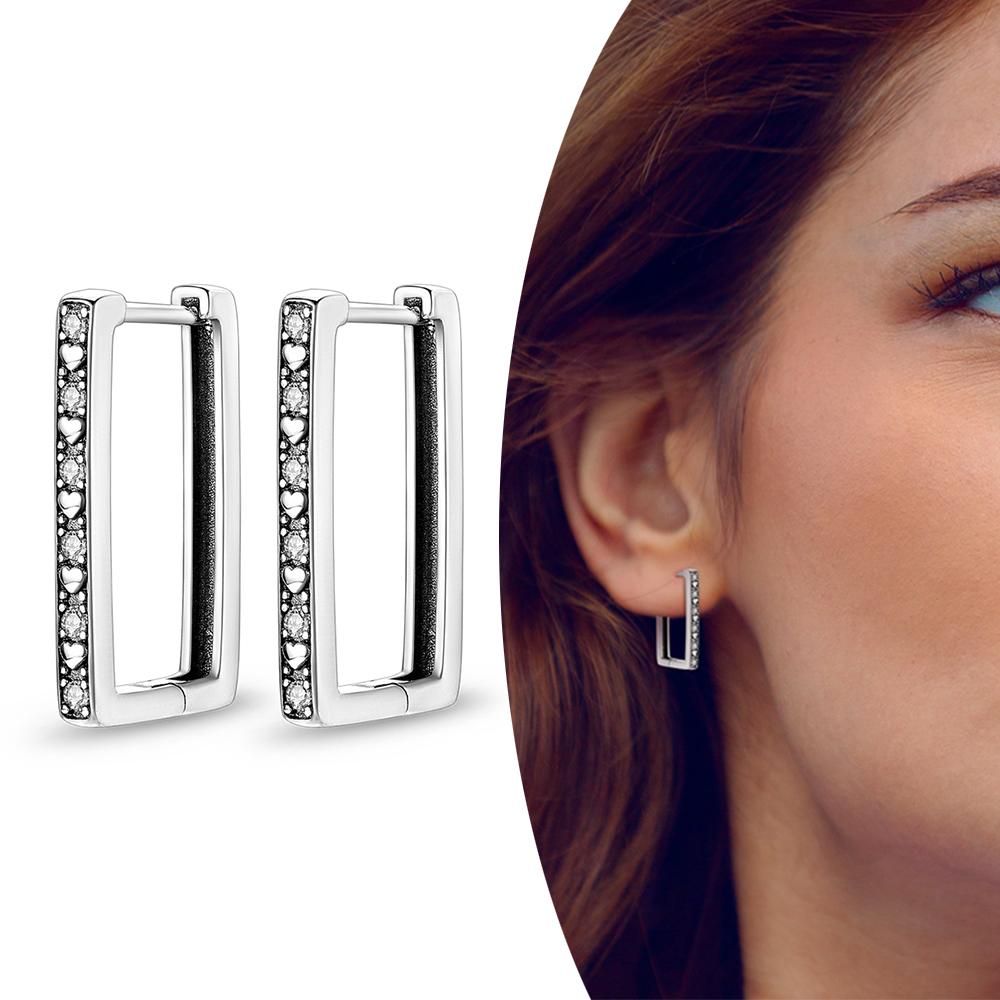 MULA Двойные серьги-кольца из стерлингового серебра 925 пробы с цирконием, цветком, звездой, U-образной формой, квадратным сердцем, паве, серьги-гвоздики в подарок для женщин, ювелирные изделия