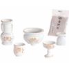 5-Piece Buddhist Altar Set (White Porcelain, Kinren Style) - Includes Incense Burner, Fireplace, Flower Vase, Tea Set, and Buddhist Altar Utensils. In