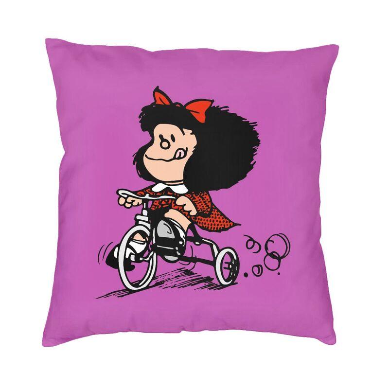 Comic Mafalda Rock Guitar Cushion Covers Sofa Decoration Cartoon Quino Manga Square Throw Pillow Case 40x40cm