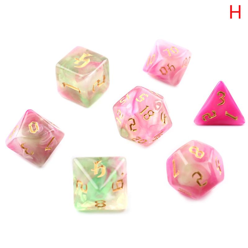 7Pcs/Set Four-Color Multi-Sided Digital Dice Set Running Group Game Dice