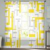 Art Geometry Yellow Grey Bedroom Transparent Sheer Curtains Holiday Decoration Window Voile Tulle Curtain