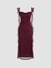 French atmosphere exquisite dress women's collar swinging collar ruffle edge glitter slim and thin long evening dress dress