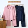 Men's Women's Sleepwear Spring Summer Cotton Long Sleeved Cardigan Home Set