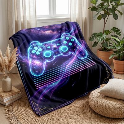 Galaxy Game Controller Theme Blanket Lightweight Warm Flannel Blanket Decorative Throw Blanket for Home Decoration