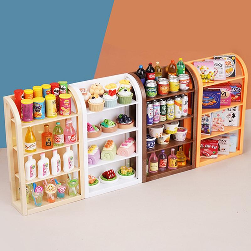 1:12 кукольных миниатюрных полок для супермаркета, витрина, стеллаж для хранения, декор для игрушек, аксессуары для кукольных домиков