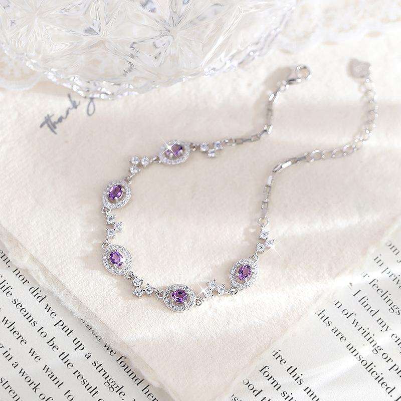 High-end design natural crystal stone bracelet women's s925 sterling silver new fashion personalized hand jewelry