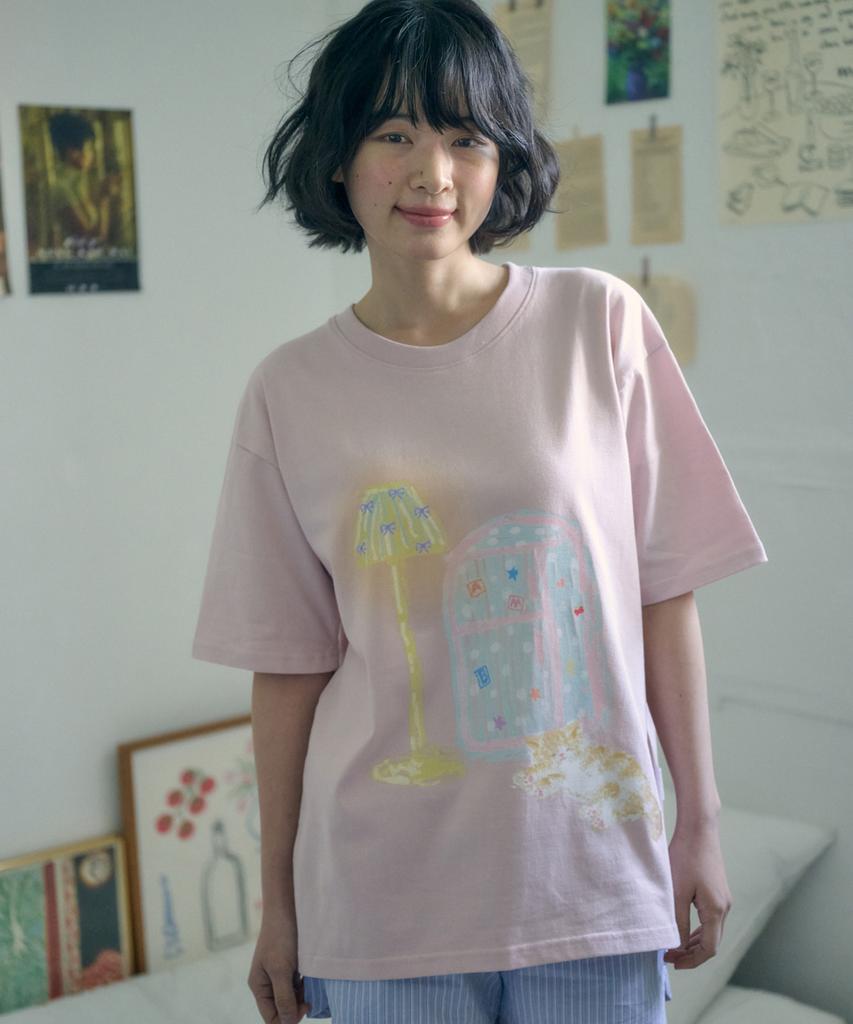 AMBLER Cozy Kitchen Graphic Short Sleeve T-Shirt As1315 (Pink)