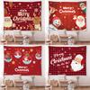 Snow Christmas Tree Fireplace Santa Claus Print Tapestry Wall Hanging Background Cloth Decor Christmas Home Room Wall Decoration
