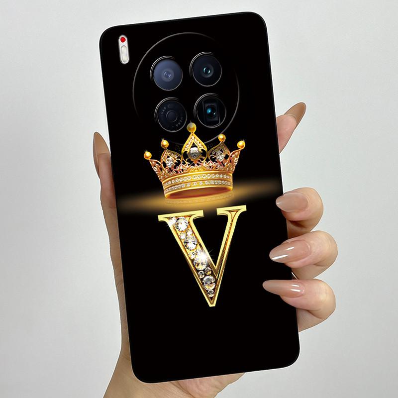 Чехлы для телефона Tecno Camon 40 Premier 5G CM8 Чехлы с короной и начальной буквой Мягкий жидкий силикон Продвинутый корпус с защитой от отпечатков пальцев