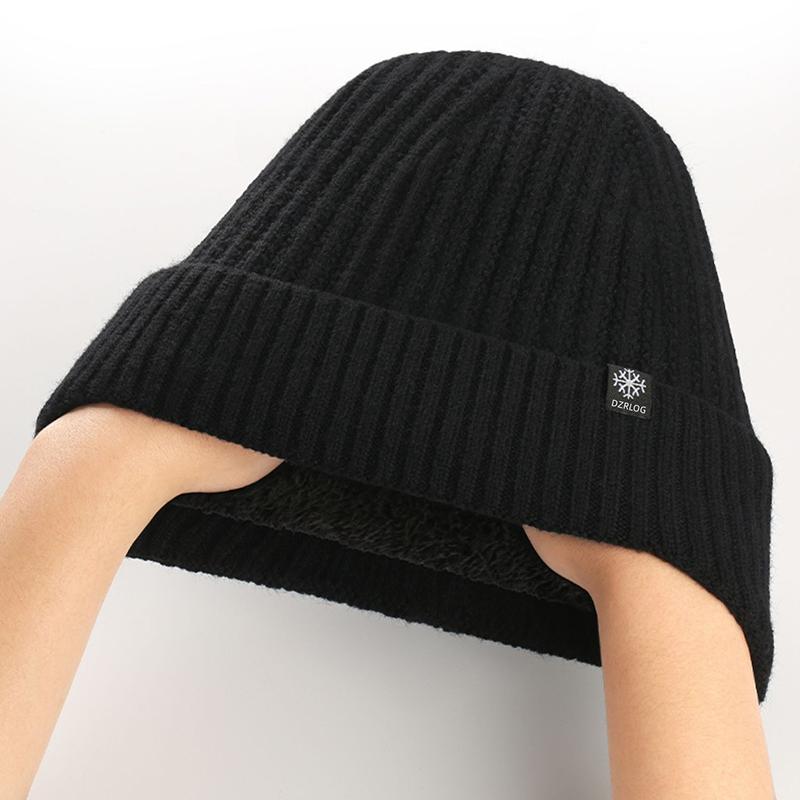 Fleece Winter Hat Knitted Soft Men's Beanie Warm Cap Outdoor Winter Ski Hat