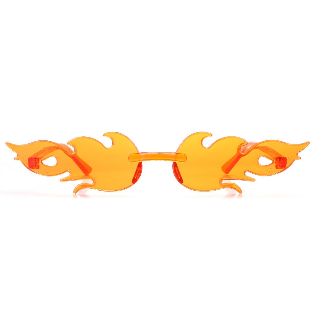 Novelty Party Cosplay Rimless Sun Glasses Flame Sunglasses Flame Shaped Sunglasses for Women