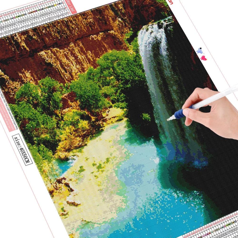 Полный квадратный/круглый алмазная живопись Пейзаж 5D DIY Алмазная вышивка Распродажа Водопад Стразы Мозаика Настенное искусство
