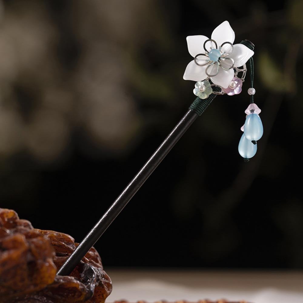 Wooden Flower Hair Forks Handmade Hairpin Chopstick Hair Ornament Hanfu Hair Bun Wedding