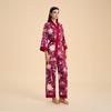 New high-end long-sleeved cardigan pajamas women's spring and autumn flower printing satin chiffon loungewear set TZ1000