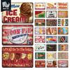 Pizza Zone Metal Poster Tin Plate Ice Cream Hot Dog Vintage Kitchen Iron Painting For Restaurant Party Home Wall Decoration