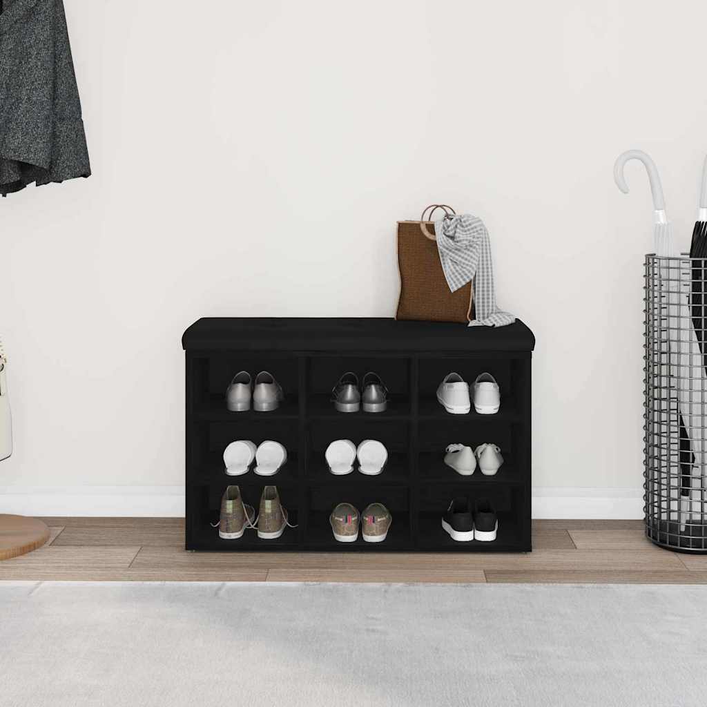 Shoe Bench with Shelf Black 82 x 32 x 50 cm Particleboard