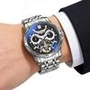 Tourbillon Skeleton Moon Phase Mens Watches Top Brand Luxury Stainless Steel Luminous Automatic Mechanical Watch