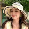 Beach Weave Crochet Hat Handmade Fisherman Caps Ins Straw Bucket Cap  Female