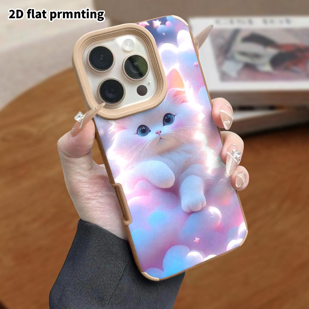Чехол для телефона: Защитный чехол из натуральной кожи 2D Flat для Samsung Galaxy A34 A35 M05 M06 S20 S22 S21 FE Plus 5G, Облачный кот, Подарок на Рождество и Хэллоуин