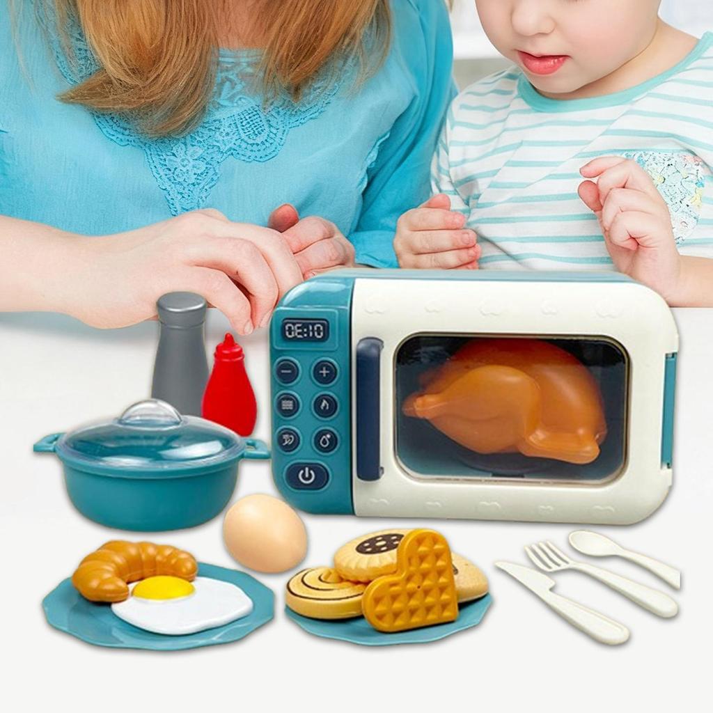 17Pcs Kids Pretend Play Microwave Cooking Utensils Set Interactive Kitchen Accessories Educational Learning Toy Birthday Gift