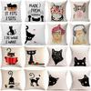 Kitten Gift Pillowcase Cute Pet Printed Linen Pillow Cushion Cover Bedside Living Room