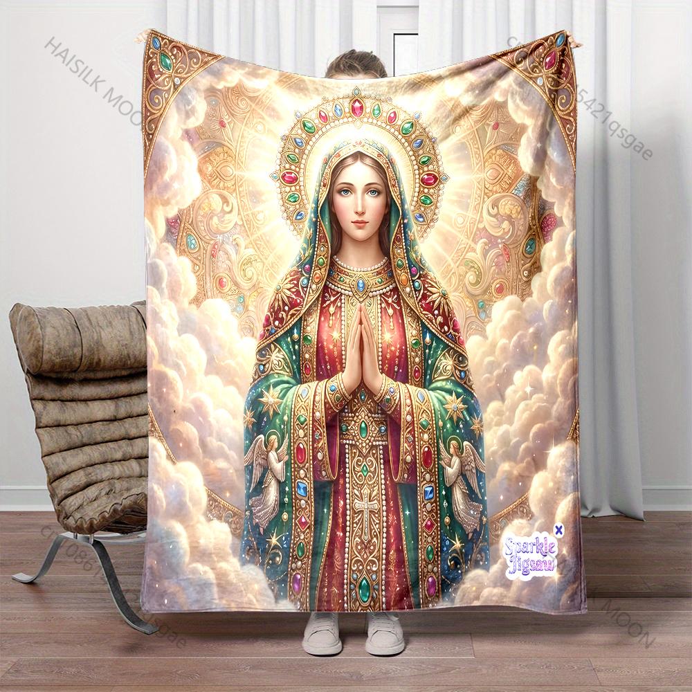 1PC Ornate sacred prayer scene print blanket Prayer blankets for believers suitable for home sofa camping travel car
