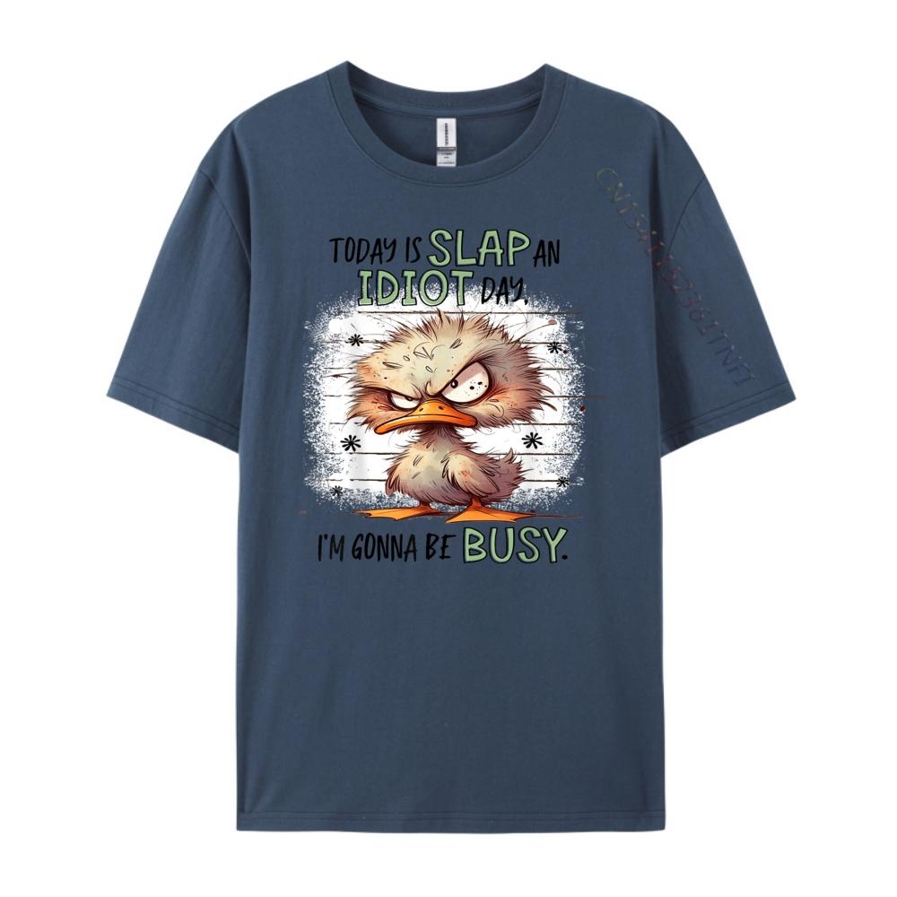Cute Duck Today Is Slap An Idiot Day I M Gonna Be So Busy White T Shirt Men Anime T Shirts Japan Style