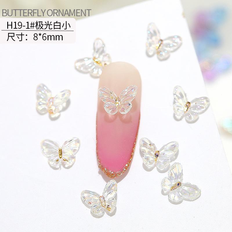 20Pcs Butterfly nail art accessories - nail decorations with iridescent and three-dimensional butterflies made of resin for nail art.