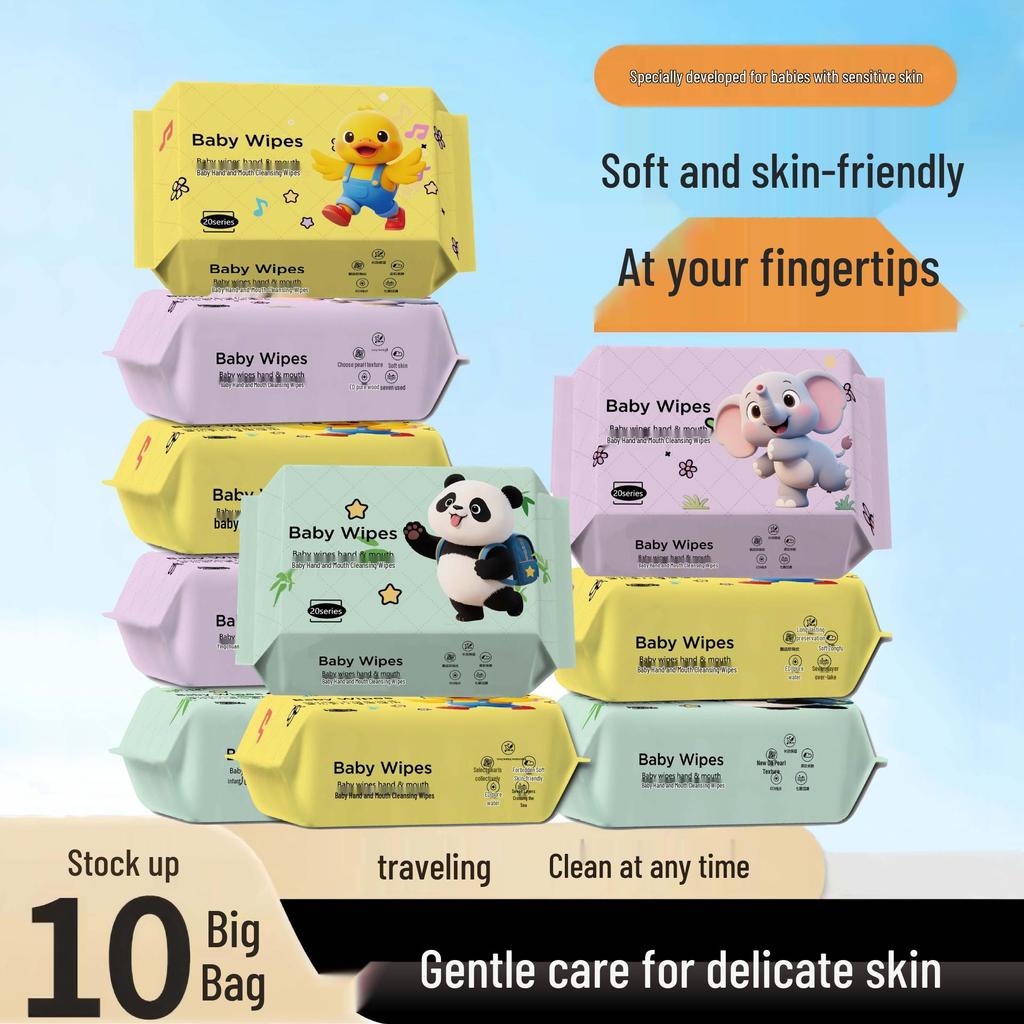 Портативные влажные салфетки для рук и рта младенца - Чистая вода, Одноразовые влажные салфетки для младенцев и малышей