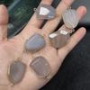 1 шт., Энергетический натуральный камень серый агат коннектор с золотым краем, Стильный женский мужской кулон-коннектор для изготовления украшений, DIY ремесел, подарок 27×37мм