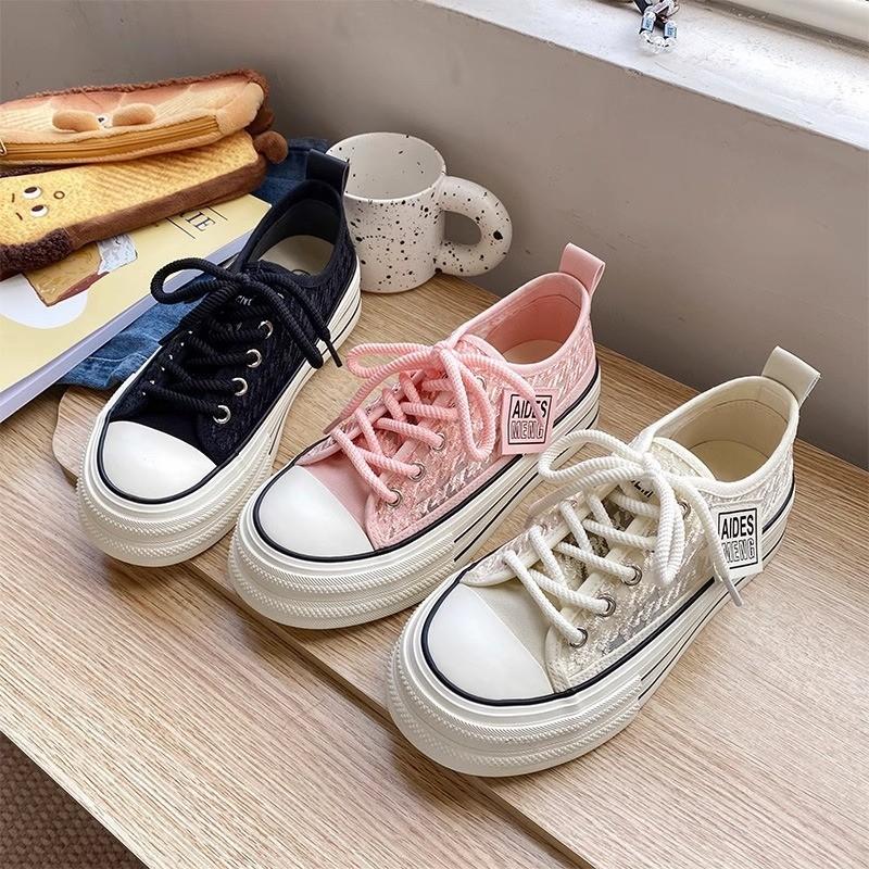 Туфли на платформе из парусины женские весна и осень новые универсальные спортивные туфли Muffin маленькие белые туфли женские туфли для сноуборда