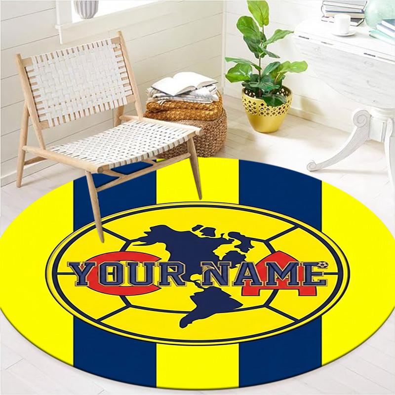 Club America Eagle Custom Name Round Area Rug Carpet Rug For Living Room Bedroom Sofa Playroom Decor Nonslip Floor Mat