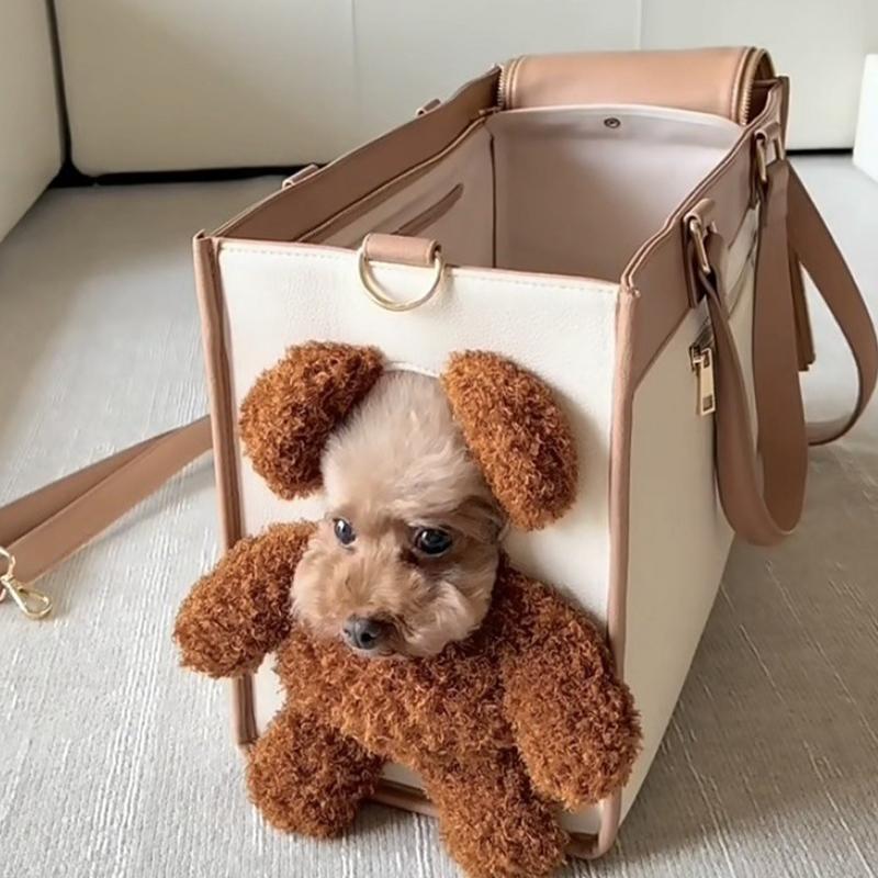Dog Carry Bag PU Leather Dog Carriers Multifunctional Outdoor Cat Bags Puppy Breathable Carrying Pouch For Bunny
