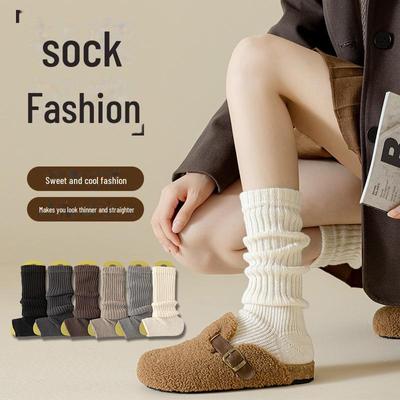 Y2K меховые вязаные женские носки для зимних ботинок - высокие, толстые зимние шерстяные носки JK Pile