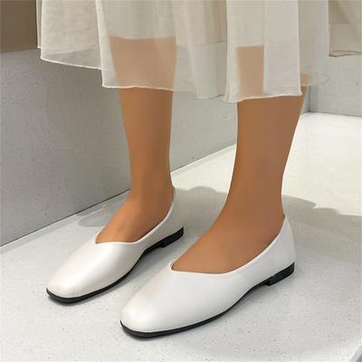 Весна-лето, мода, новые повседневные туфли на плоской подошве с дышащим носком, элегантные простые женские туфли с квадратным носком и низким каблуком