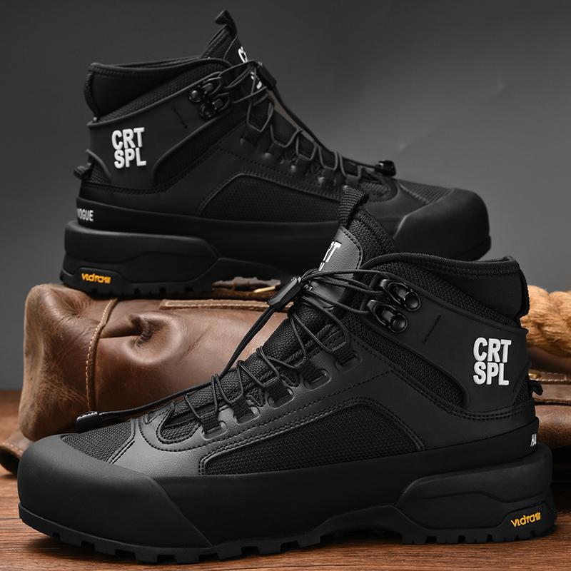 Модные осенне-зимние мужские базовые ботинки, модные высокие кроссовки, уличные кожаные боты, для отдыха, ходьбы, мужские ботильоны, удобные мотоциклетные ботинки