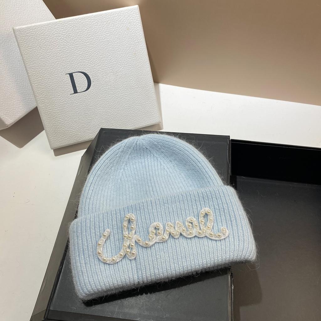 Жемчужная Шляпа Кроличий Мех Теплая Вязаная Шапка Женская Модная Зимняя Холодная Шапка Увеличить И Удлинить Двухслойные Края Шапка