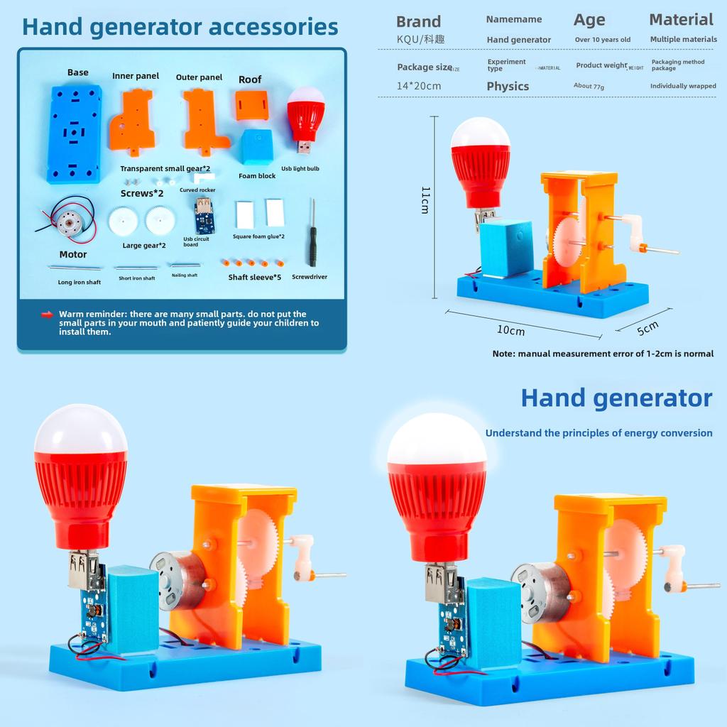 Научный Эксперимент Генератор с Рукояткой DIY Комплект Для Учащихся Креативное Изобретение Образовательная Игрушка