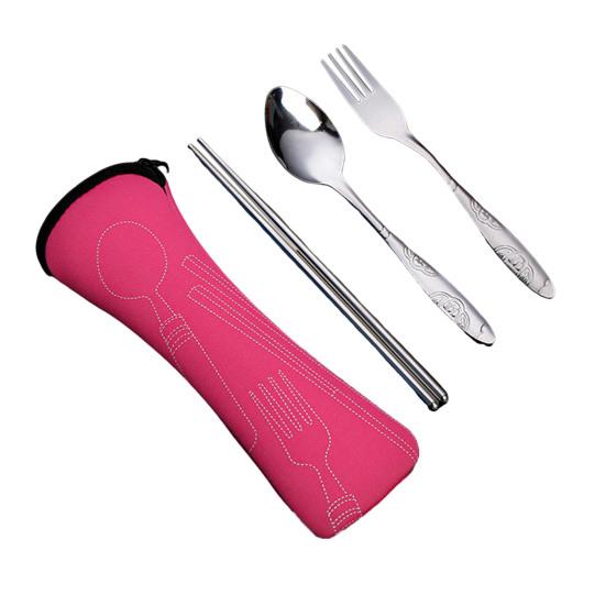 Набор столовых приборов с сумкой на молнии, набор дорожной посуды из нержавеющей стали, вилка, ложка, палочки для еды, прочный чехол для хранения для домашнего ресторана, на открытом воздухе