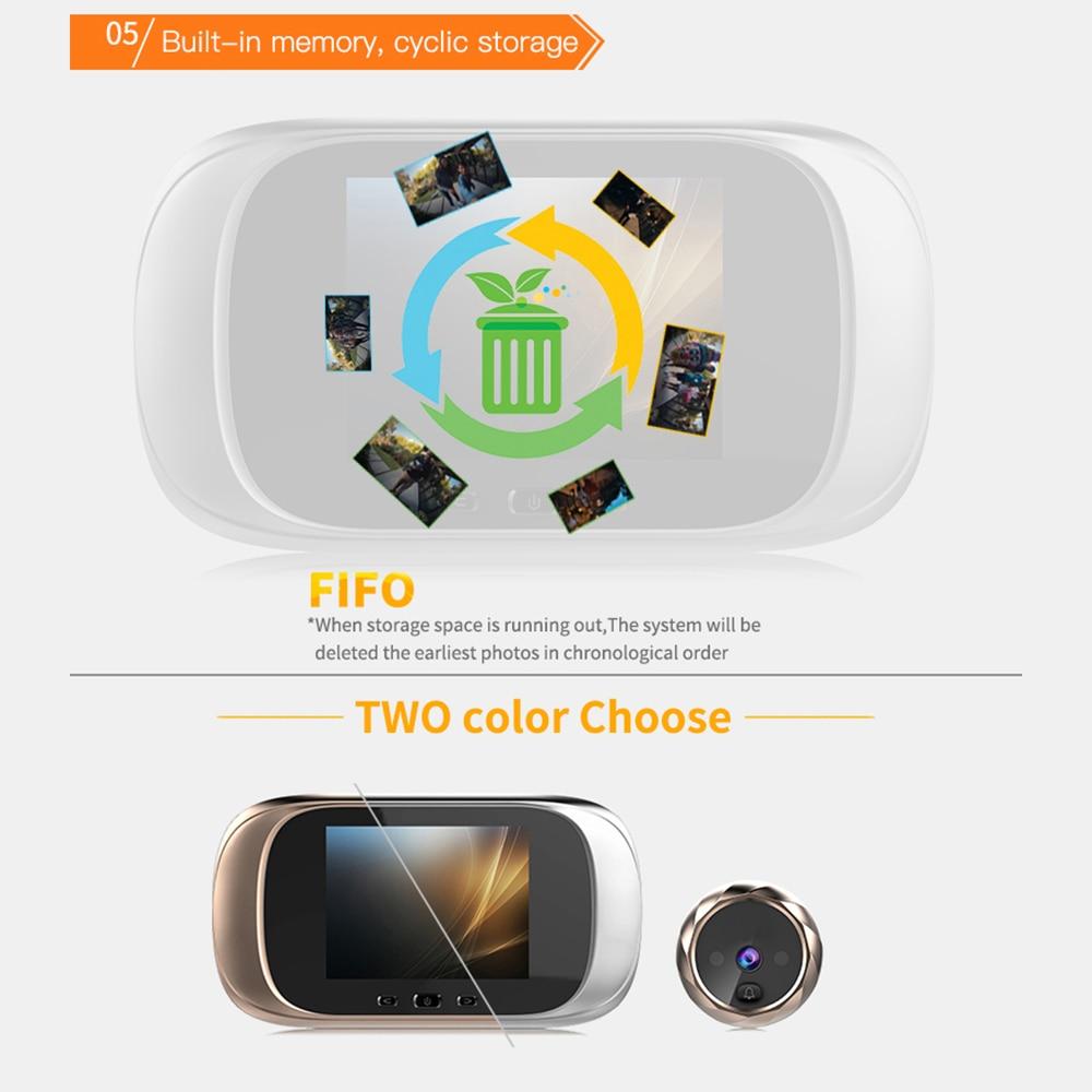 Умный цифровой дверной просмотрщик 2,8-дюймовый цветной ЖК-экран Цифровой беспроводной дверной звонок 90 градусов Дверной глазок Дверной звонок Электронный глазок Дверная камера Просмотр