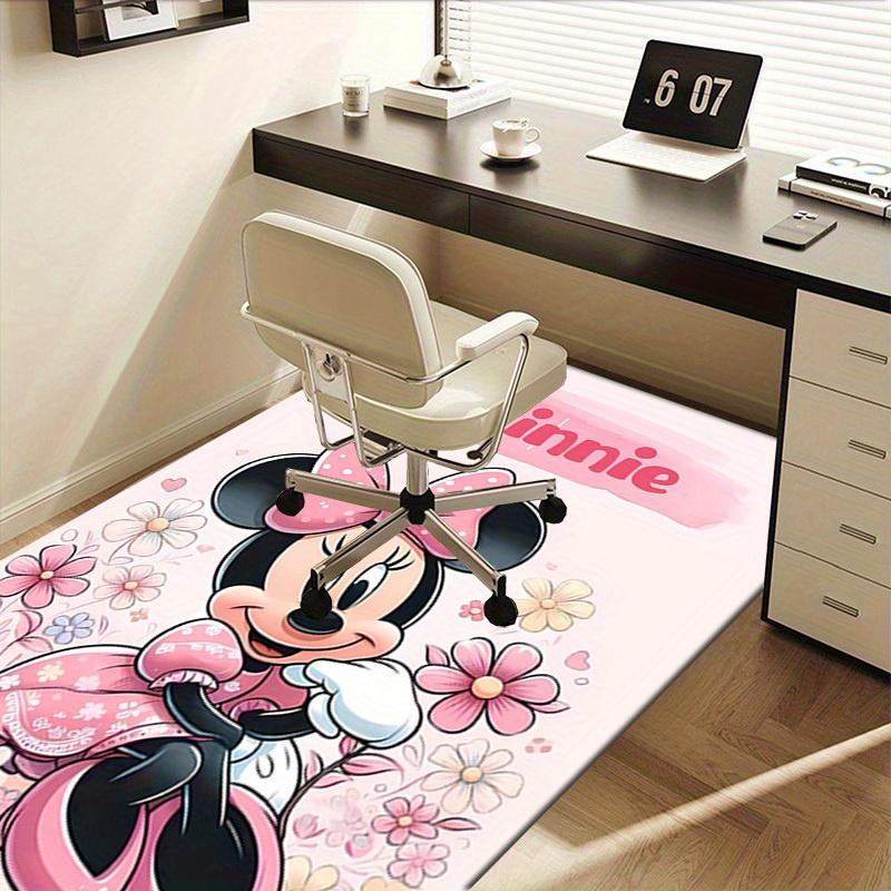 Office Carpet, Desk Mat, Gift for Home Decor, Minnie Mouse Floral Rug, Cute Cartoon Floor Covering, Soft and Warm Mat for Room, Deco