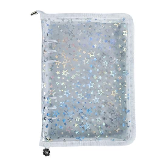 Папка-регистратор на молнии с прозрачным окном, дизайн со звездами, ПВХ обложка, органайзер для карт с множеством отделений, портативный держатель для карт, папка для карточек айдолов, фото