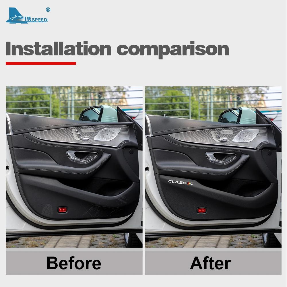 Carbon Fiber Style Door Anti-Kick Pad for Mercedes Benz CLS C257 2017-2019 Leather Interior Protection Cover