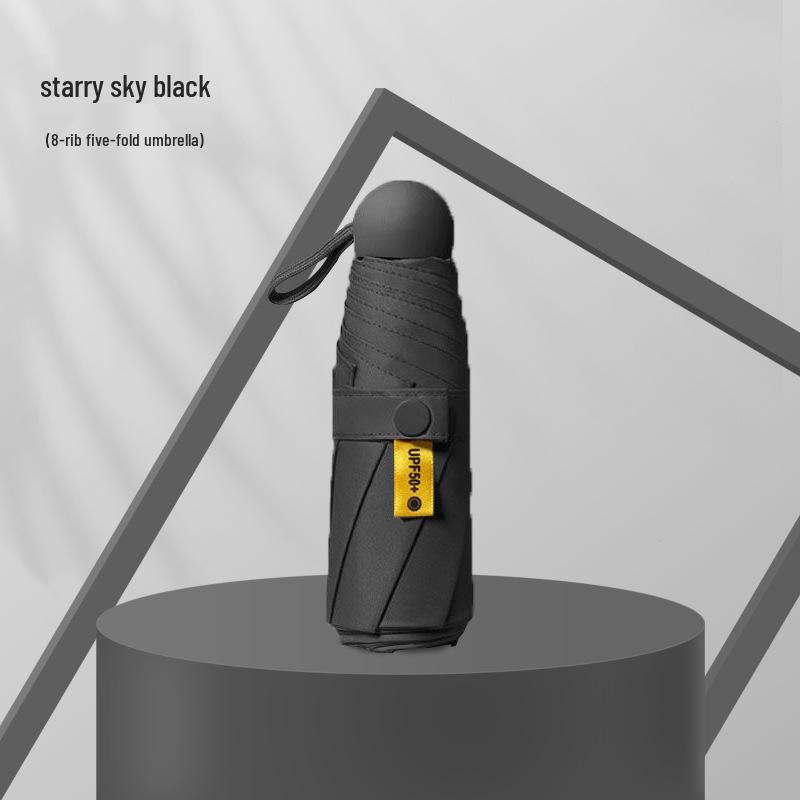 Компактный складной зонт с защитой от УФ-лучей и черной подкладкой