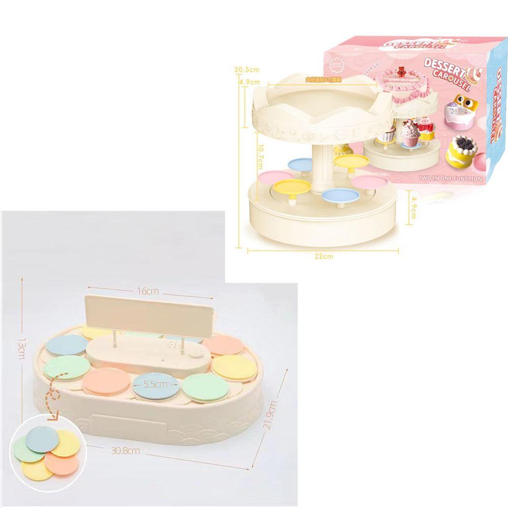 Carousel Automatic Rotating Cake Machine Lights Music Macarons Dessert Display Turntable Rack Revolving Plates